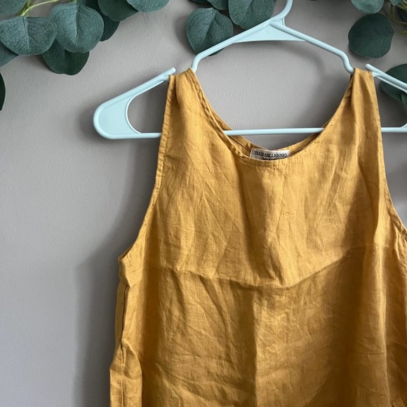 TERZO MILLENNO Made in Italy Yellow 100% Linen with crochet trim Size Small - Picture 2 of 6